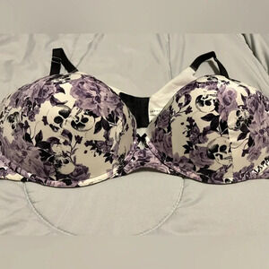 Torrid Curve Purple w/ Skeleton Heads Smooth T-shirt Bra Size 46DDD